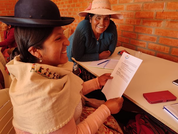 Clausura de los Talleres de las Jornadas de capacitación para asociaciones de mujeres aymaras en el Municipio de Calamanca, Bolivia